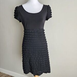 Teaberry‎ Dress Womens Medium Black Ruffle Sexy Comfort LBD Stretch Classic